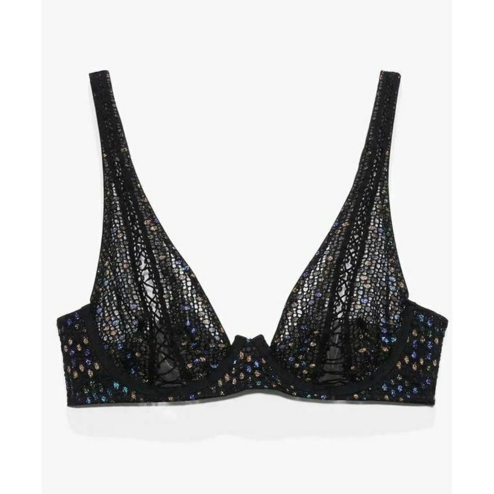 Savage X Fenty Women's Size 36 C Disco Lace Up Unlined Bra